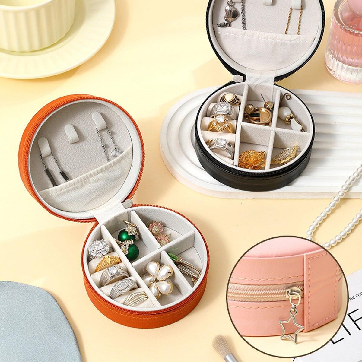 PU Leather Round Jewelry Boxes 1PC