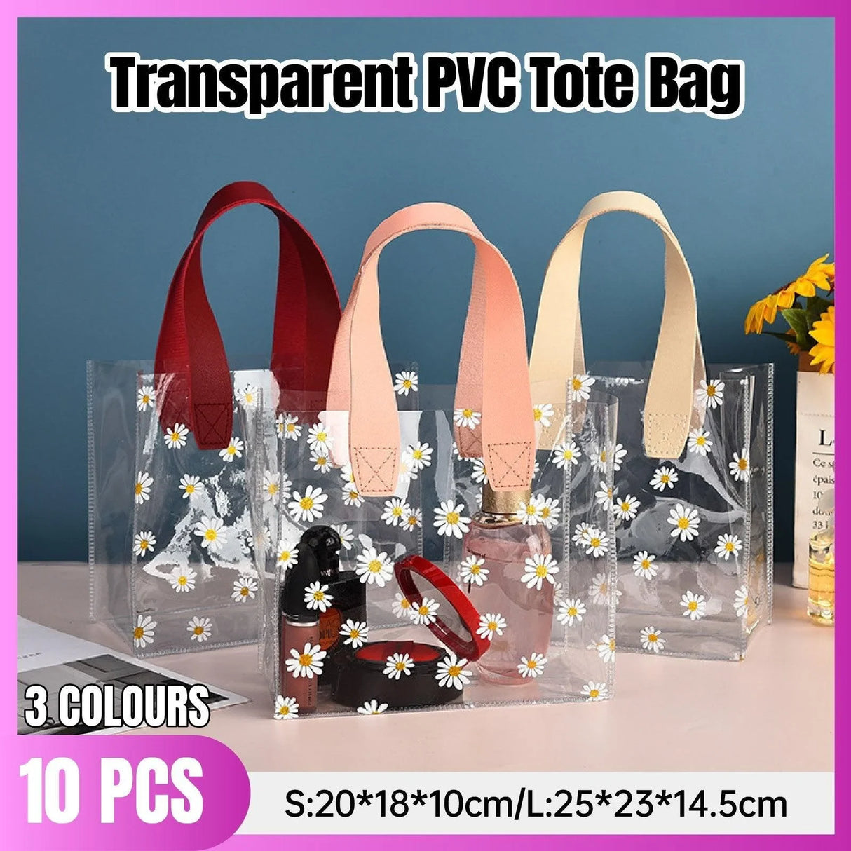 Clear PVC Tote Bags 10PCS