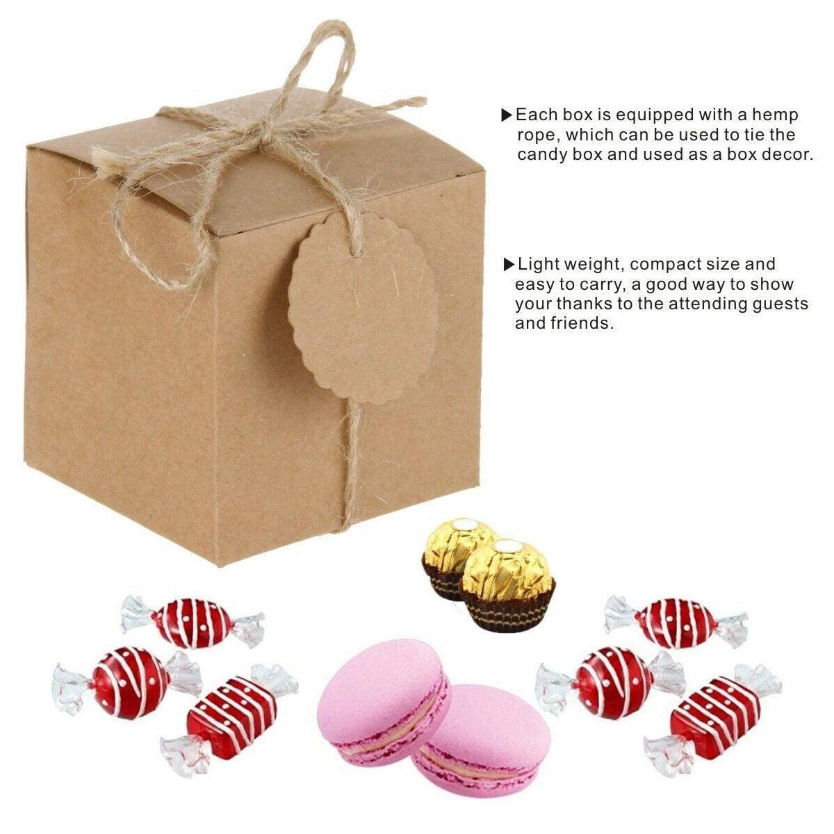 Kraft Paper Gift Boxes with Hemp Rope and Tags 50PCS