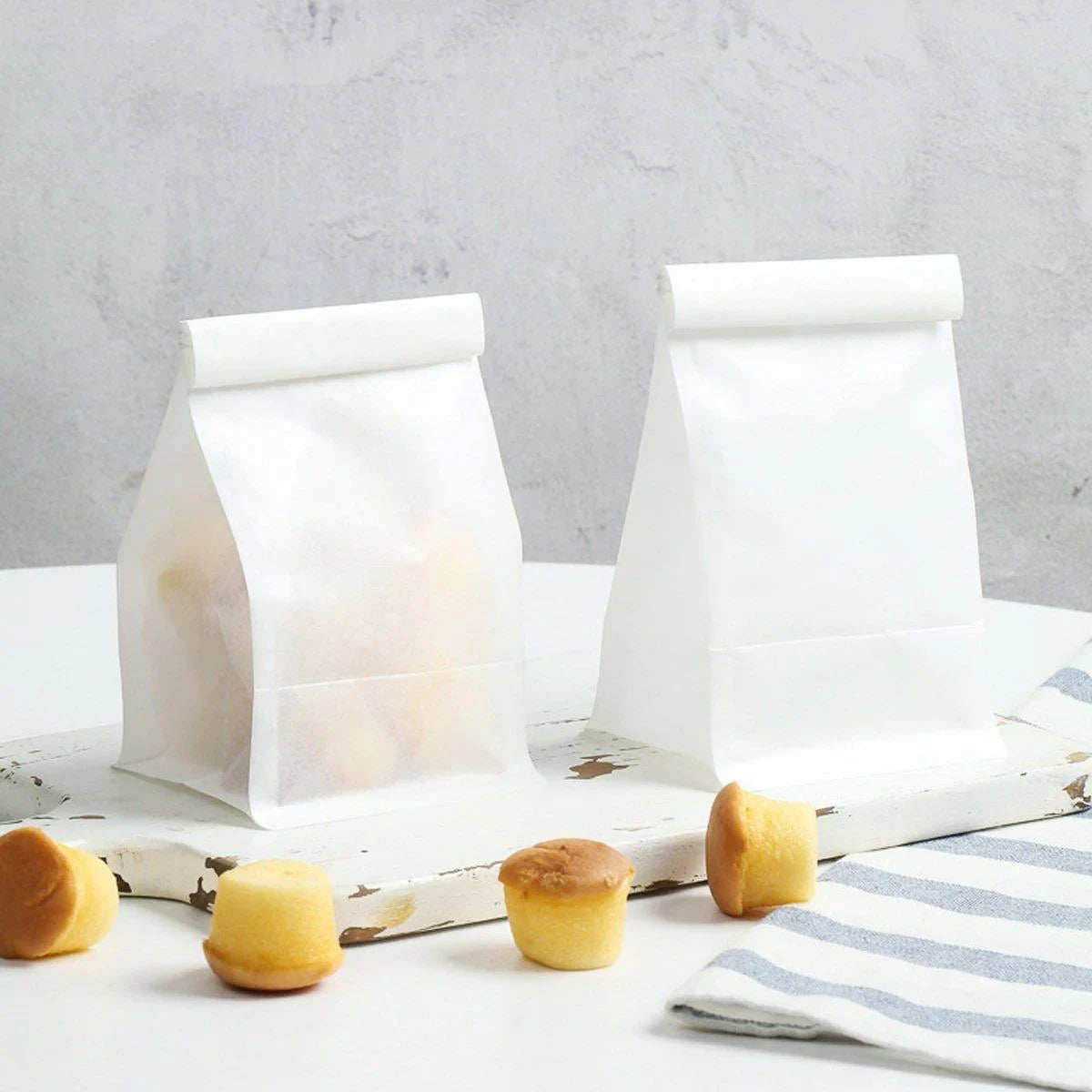 50PCS Oil-proof Self-standing Baking Packaging Seal Bag