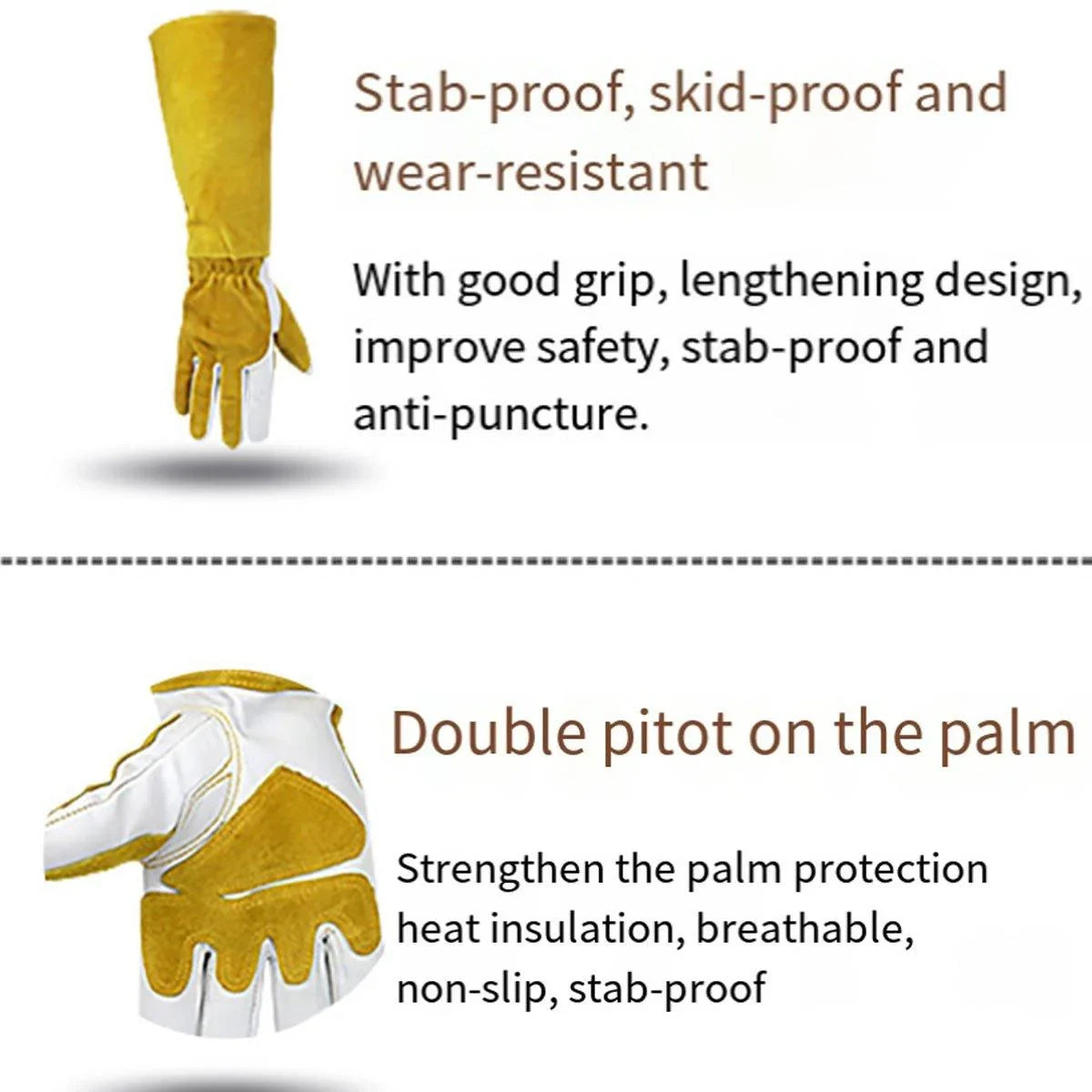 Welding Gloves Long Heavy Duty Safety Work Gloves for Fireplace 1 Pair