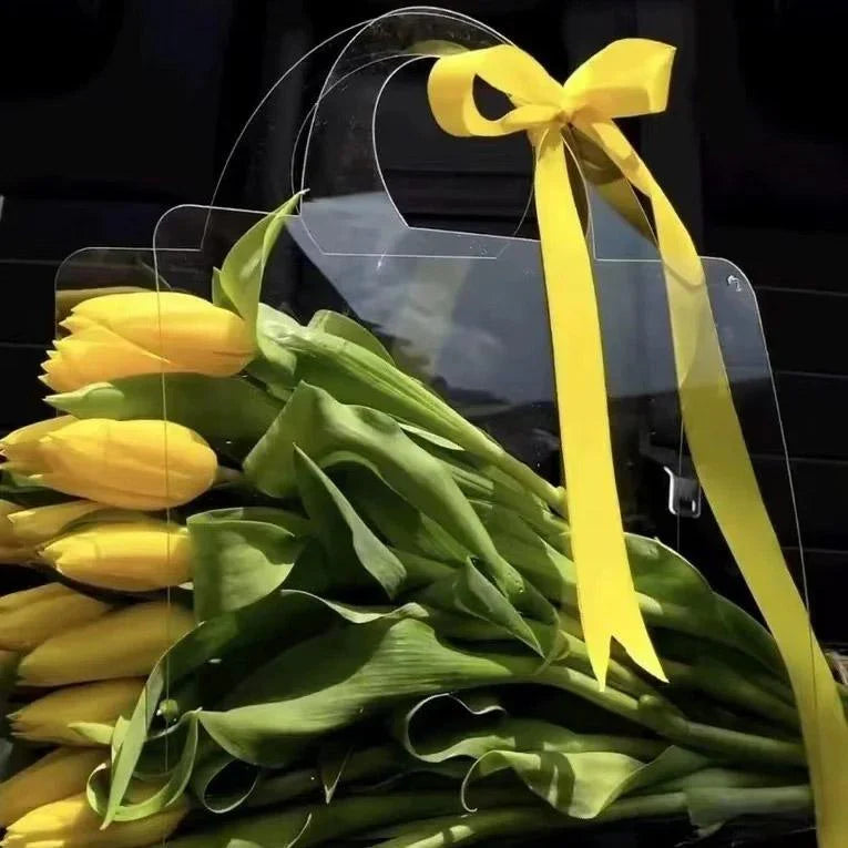 Transparent Flower Handbags PET Floral Display 10PCS