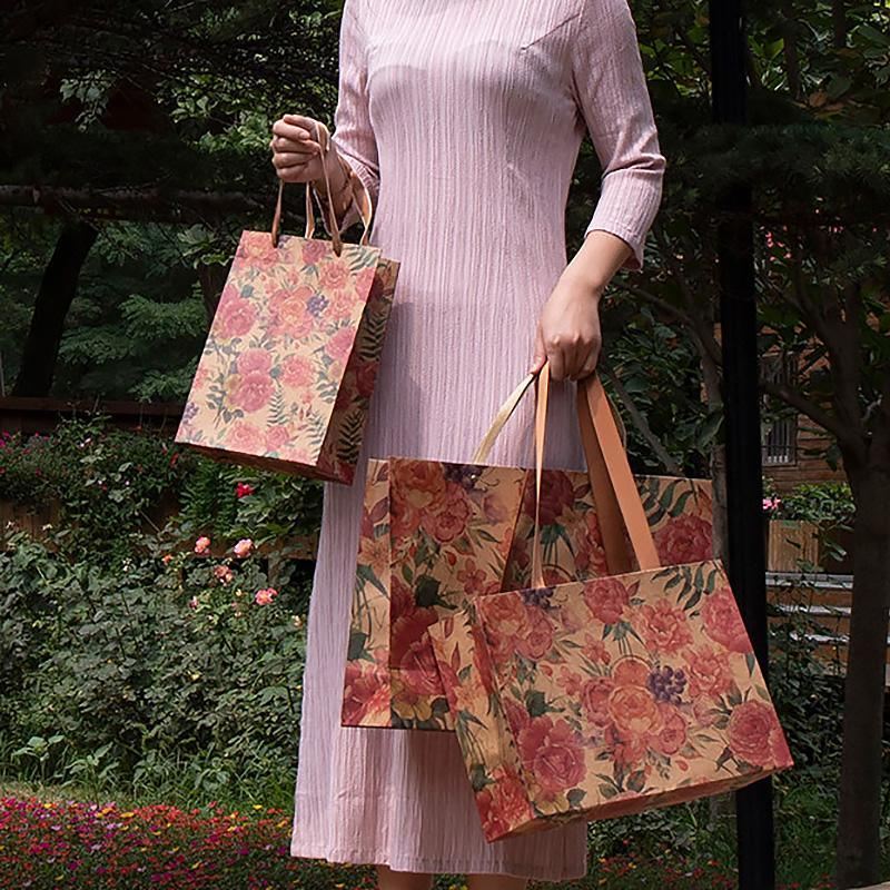 Kraft Vintage Paper Bags with Handles for Gifts 10PCS