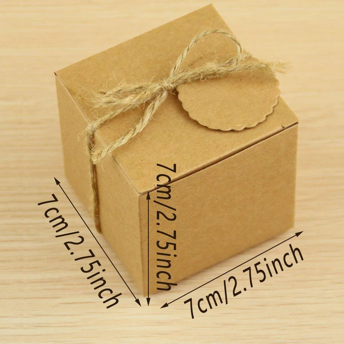 Kraft Paper Gift Boxes with Hemp Rope and Tags 50PCS