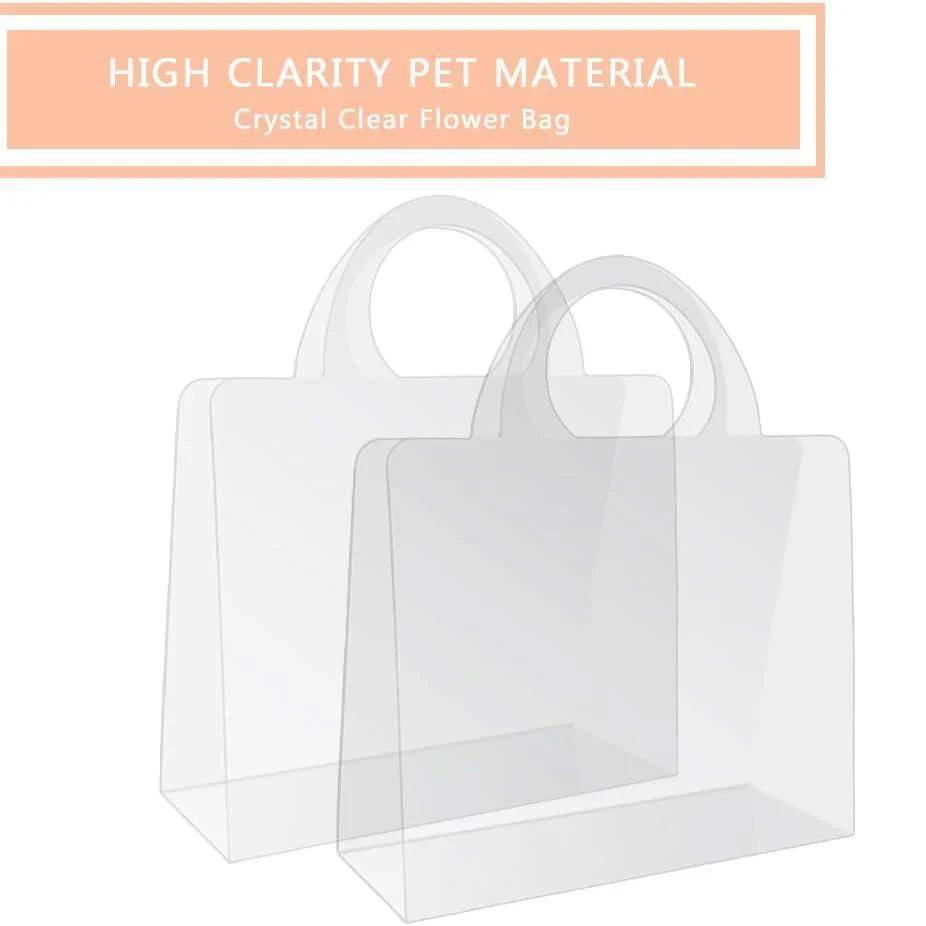 Transparent Flower Handbags PET Floral Display 10PCS