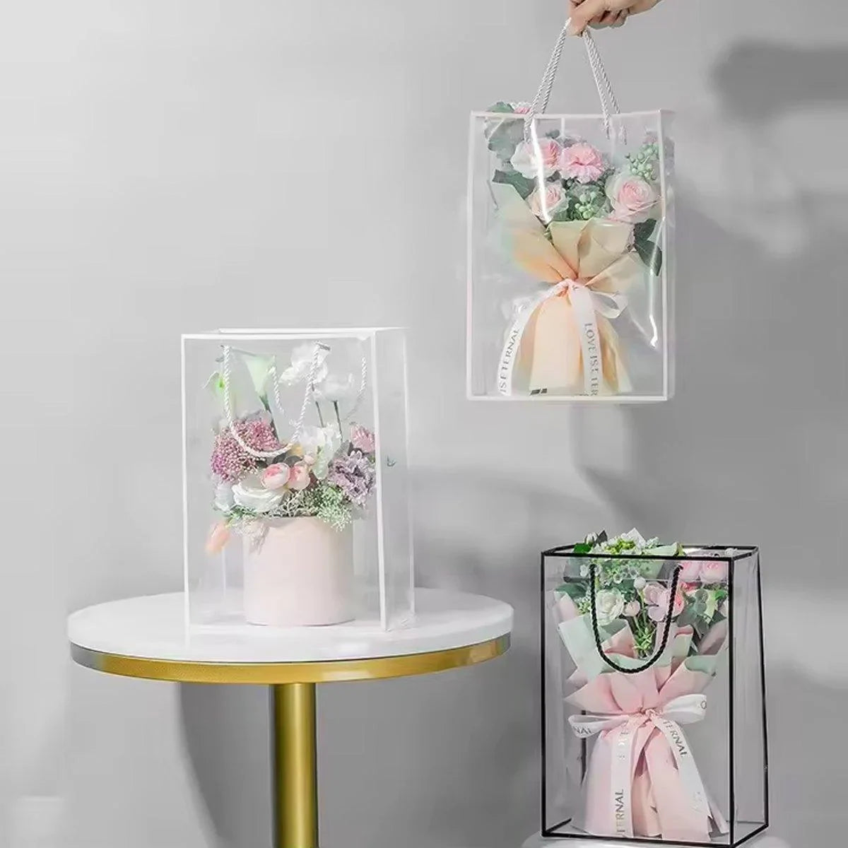 Premium PVC Clear Tote Bags Gift Packaging 10PCS