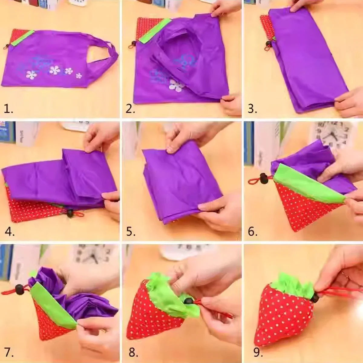 Polyester Reusable Grocery Bags Eco-Friendly 5PCS