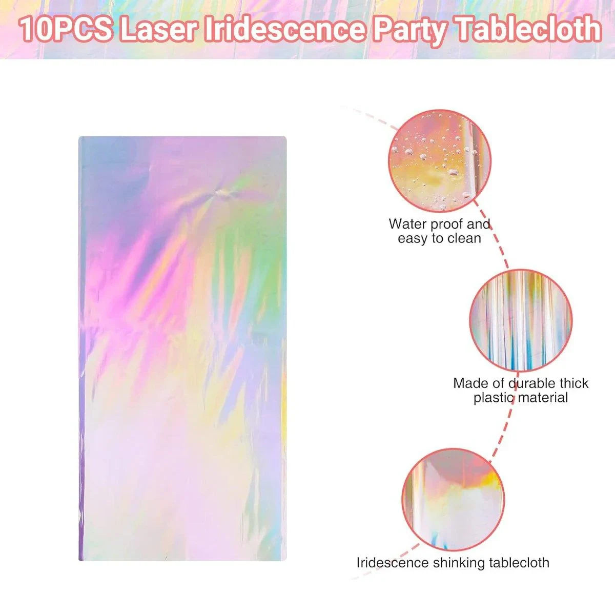 10PCS Disposable Party Decorative Tablecloth Laser Colorful