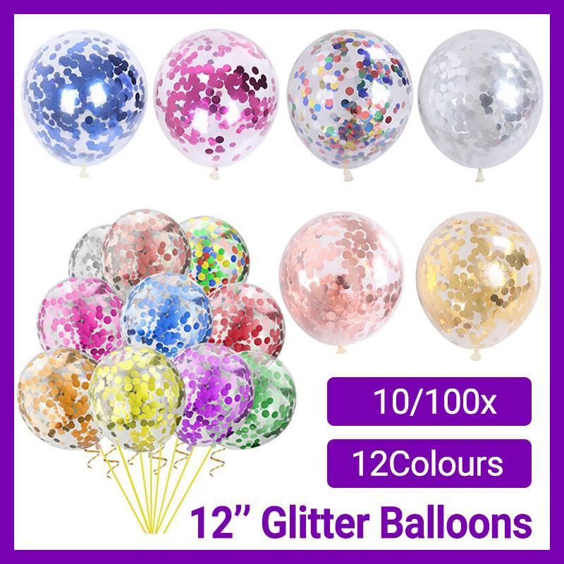 30cm Confetti Balloons Glitter Clear Latex 10PCS