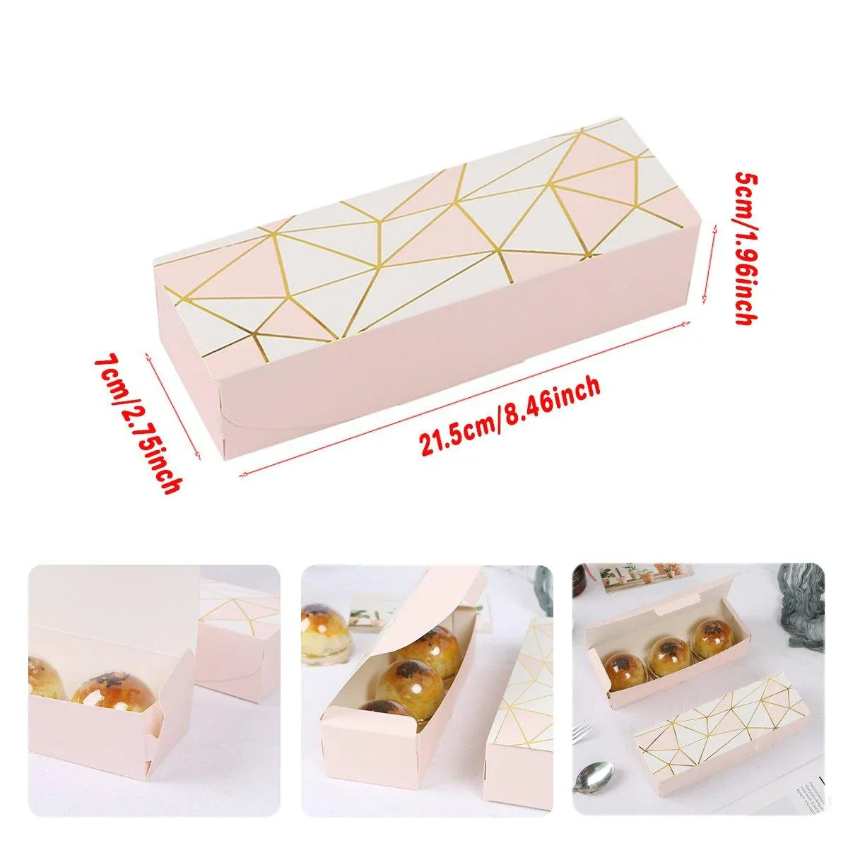 Long Strip Pastry Boxes Food-Grade Cardboard 25PCS