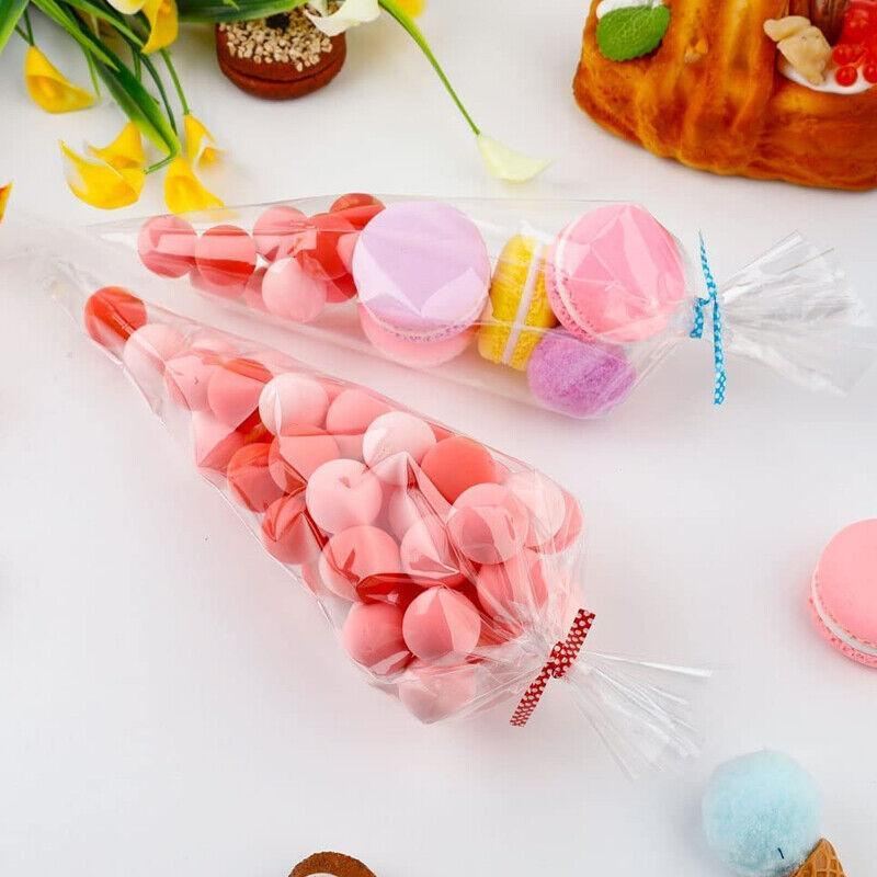 100PCS Easter Clear Cello Cone Bags