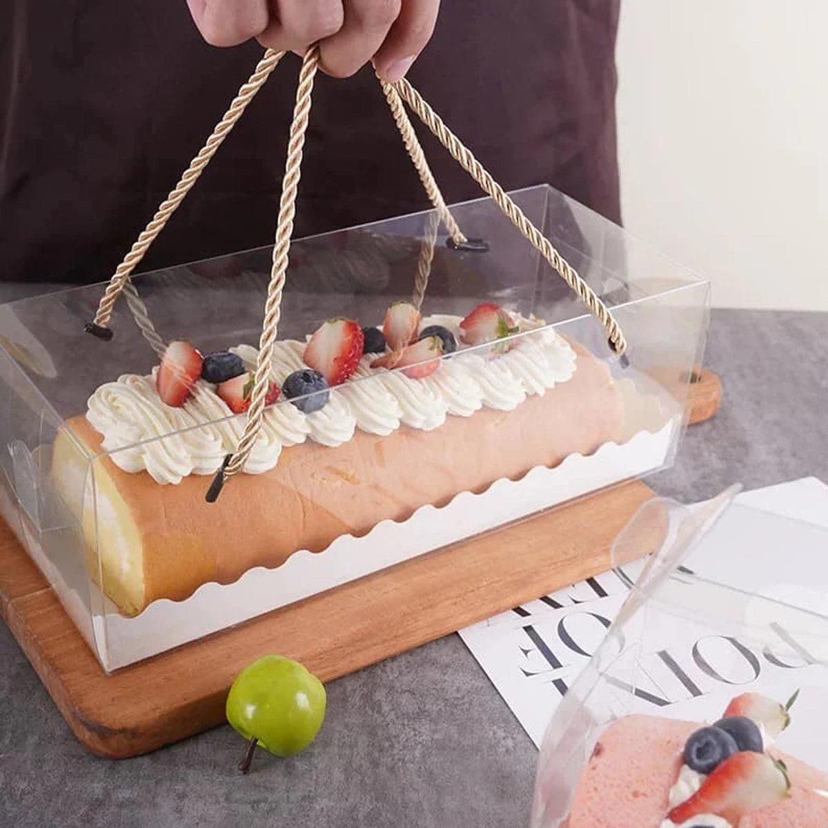 Transparent Plastic Cake Roll Packing Boxes 25PCS