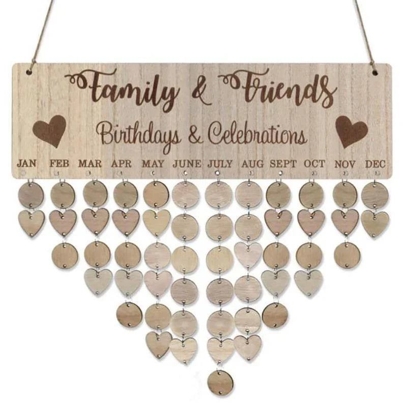 Wooden Hanging Calendar Board Perpetual 1Set