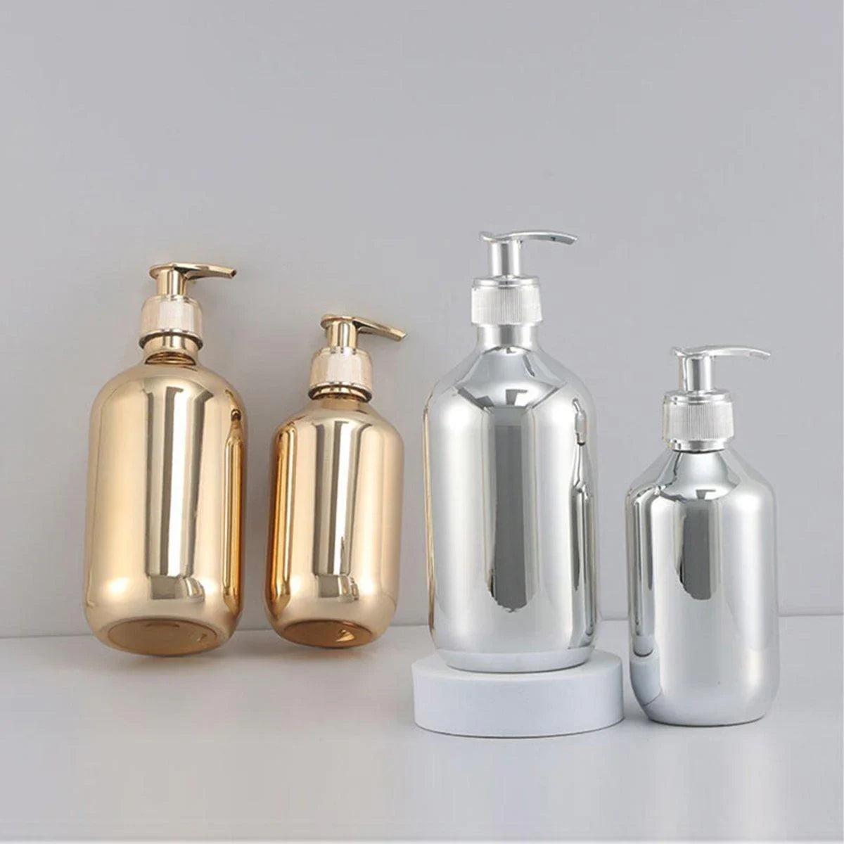 Pump Dispensing Bottle 5-Pack Silver and Gold 300ml/500ml