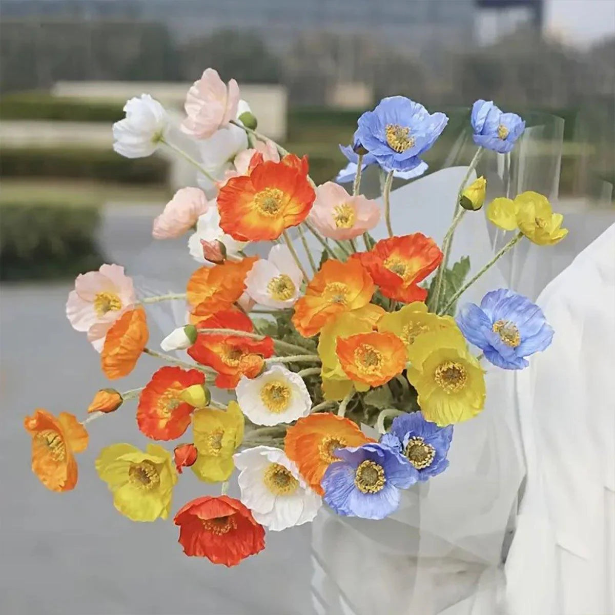 10PCS Simulation Flocking Corn Silk Flowers