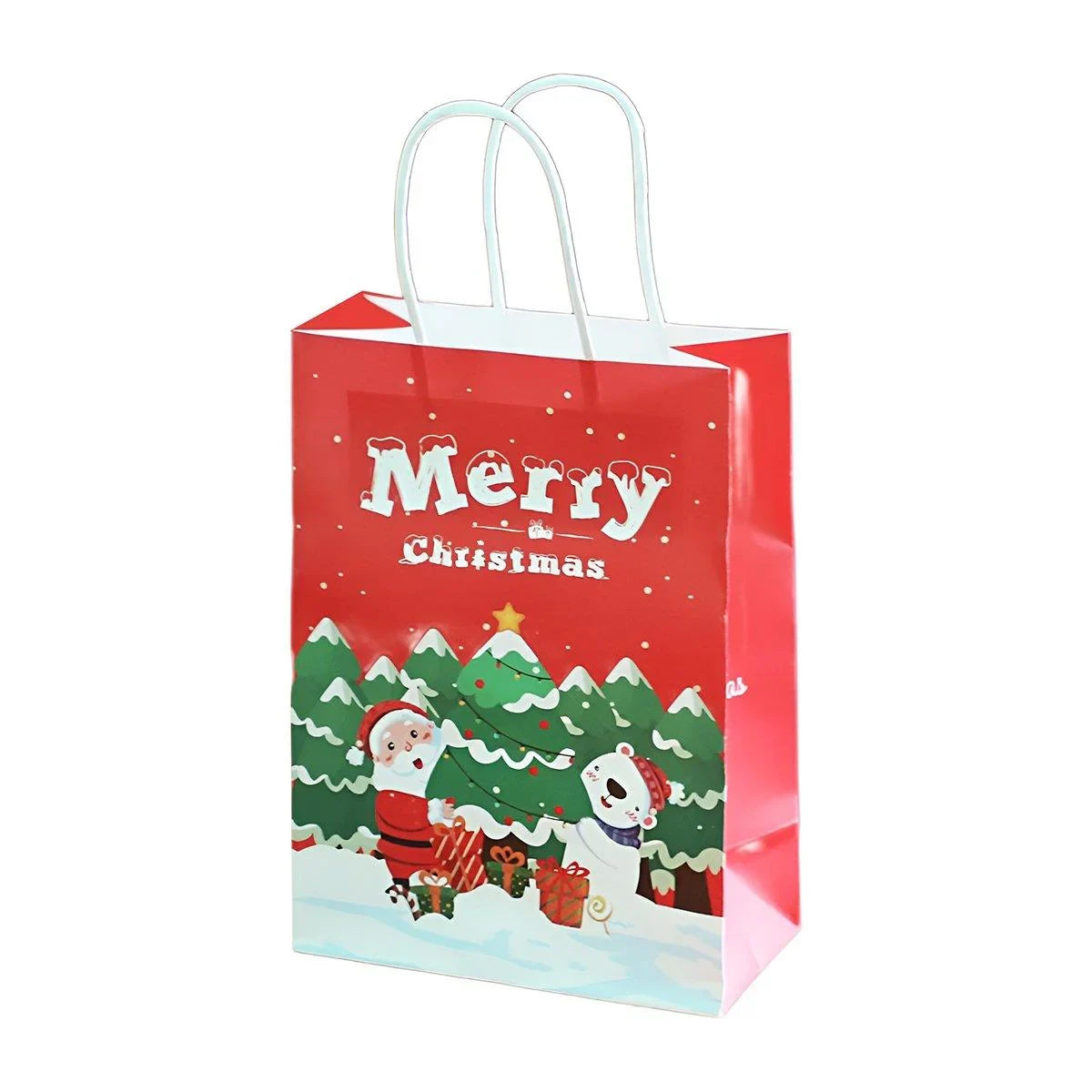 25PCS Christmas Tote Bags Kraft Paper Gift Bags