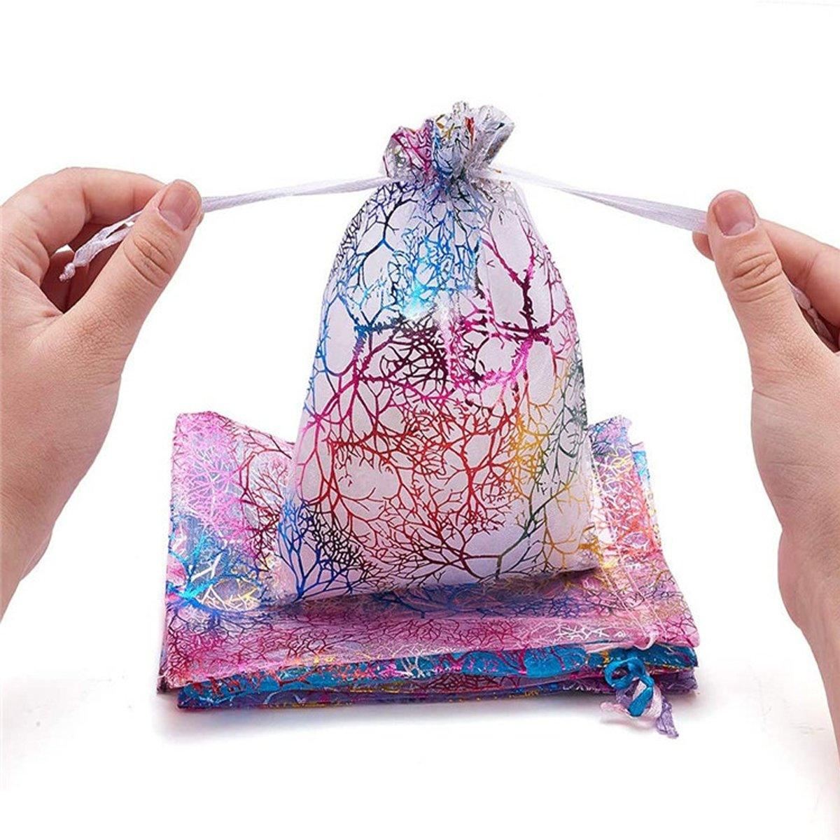 4 Colors Mixed 25PCS organza Bundle Pocket Gift Yarn Bag