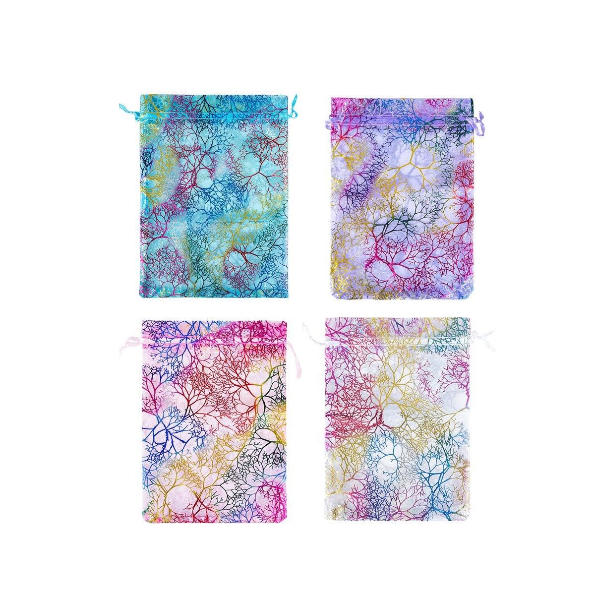 4 Colors Mixed 25PCS organza Bundle Pocket Gift Yarn Bag