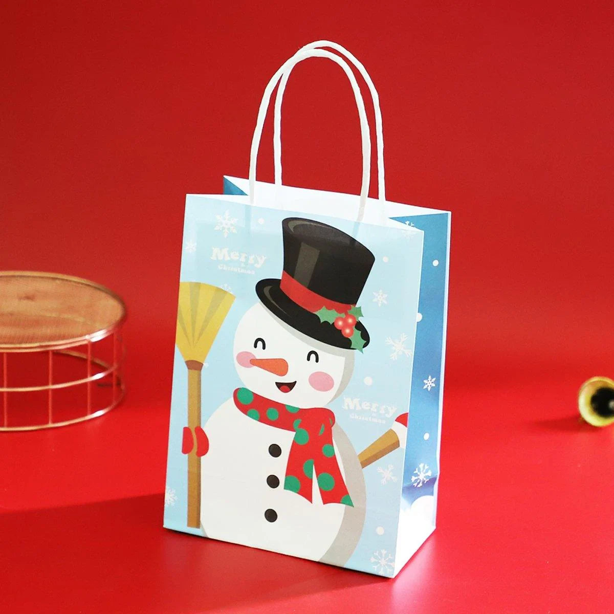 25PCS Christmas Tote Bags Kraft Paper Gift Bags