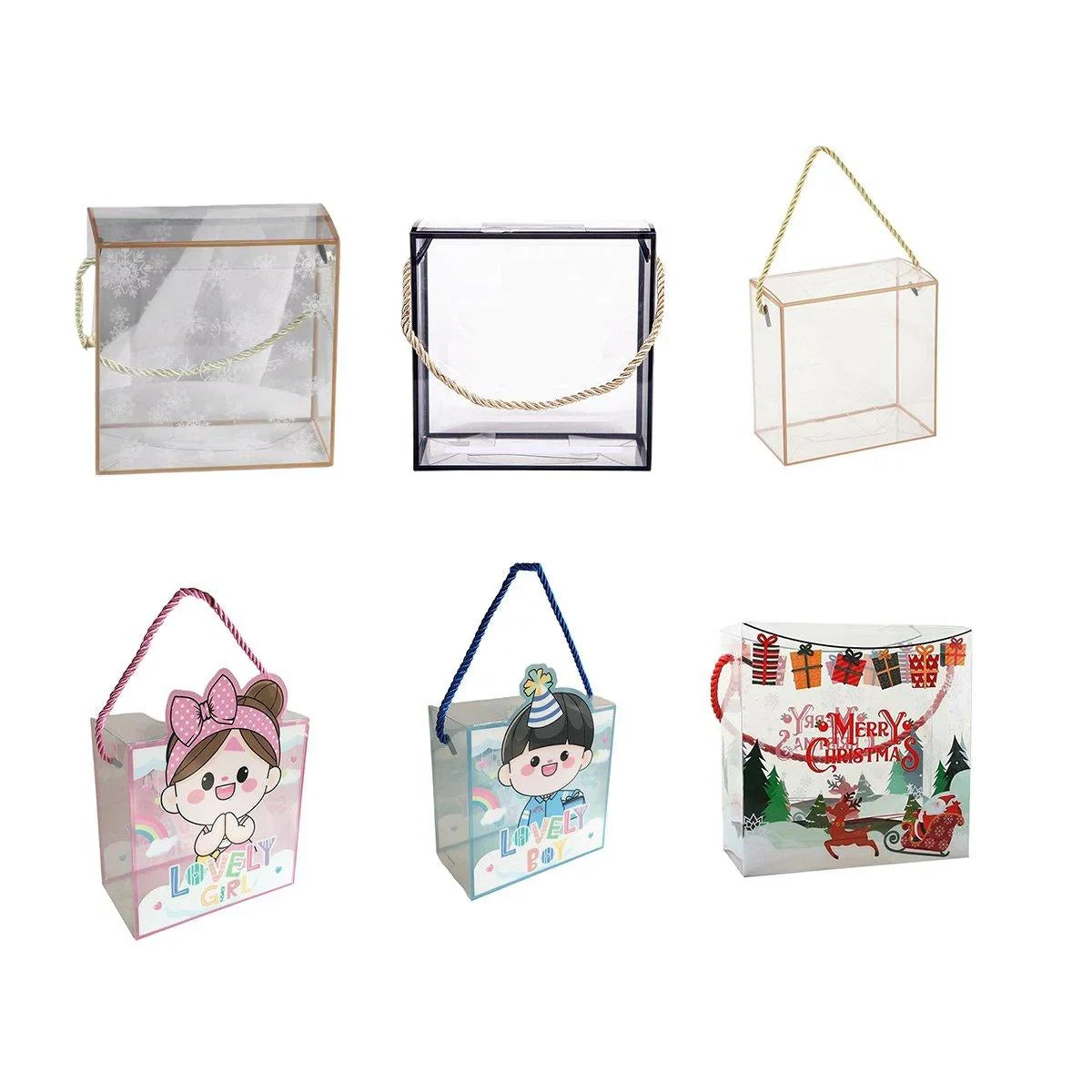 PET Plastic Candy Boxes with Handles Clear Display 20PCS