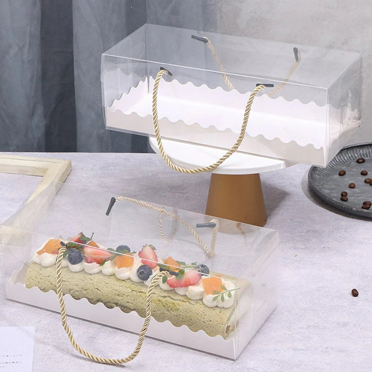 Transparent Plastic Cake Roll Packing Boxes 25PCS