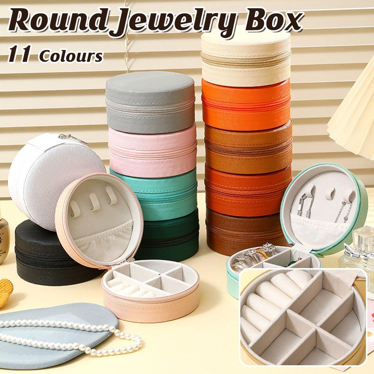 PU Leather Round Jewelry Boxes 1PC