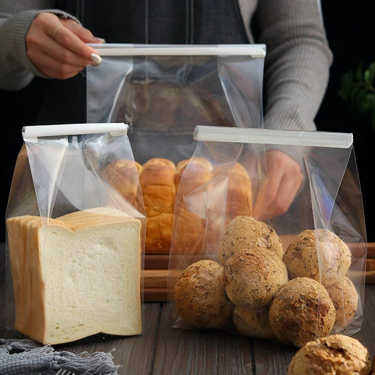 50PCS Resealable Clear Food Storage Bags