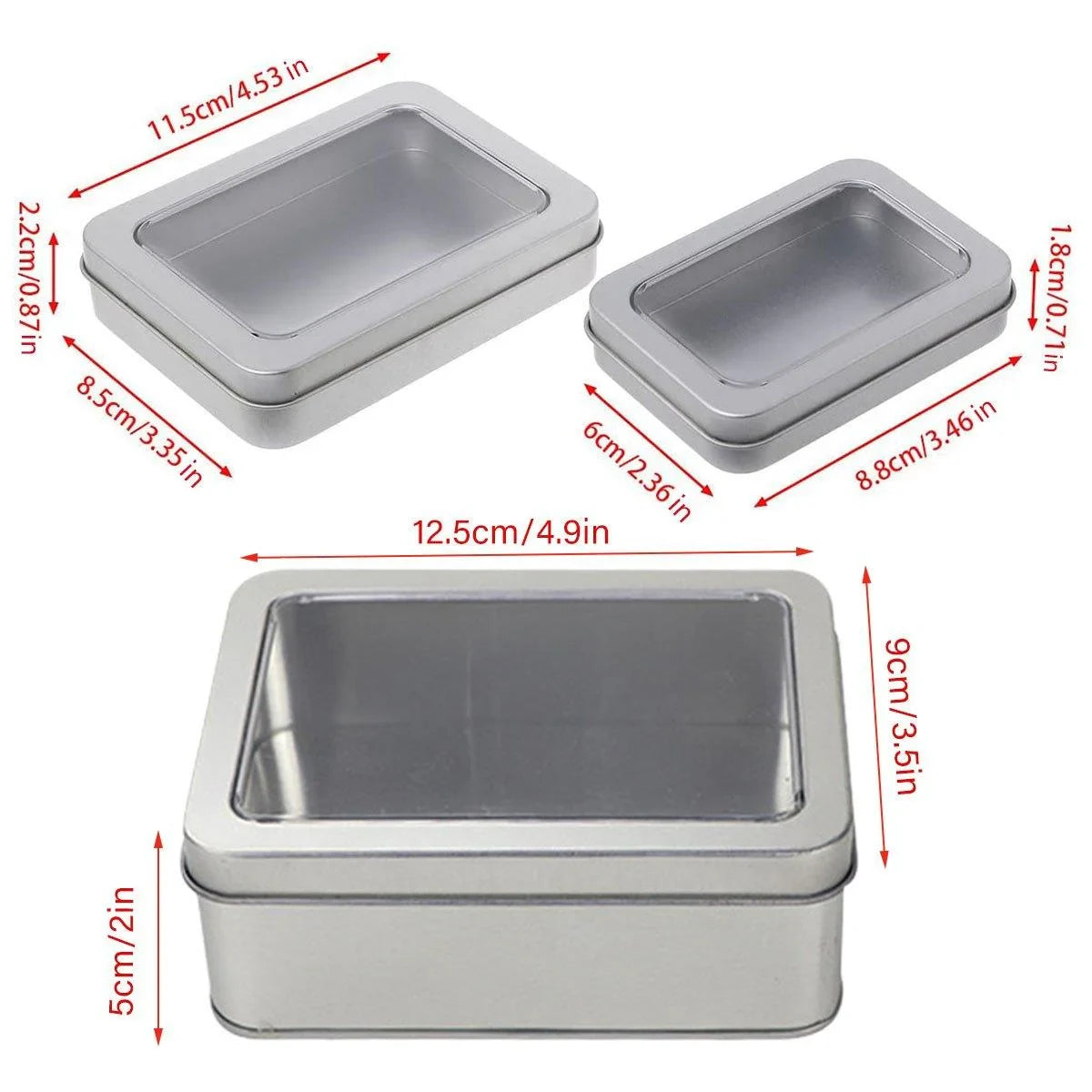 Full Window Rectangular Tinplate Iron Box 10PCS