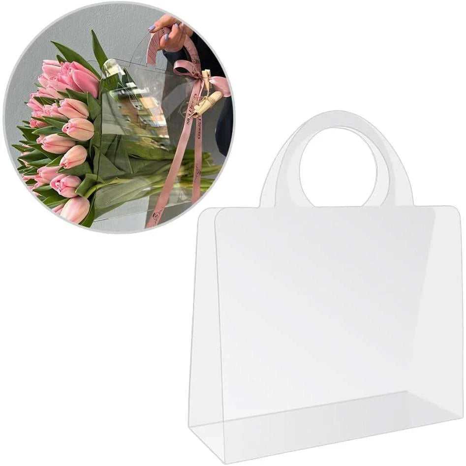 Transparent Flower Handbags PET Floral Display 10PCS