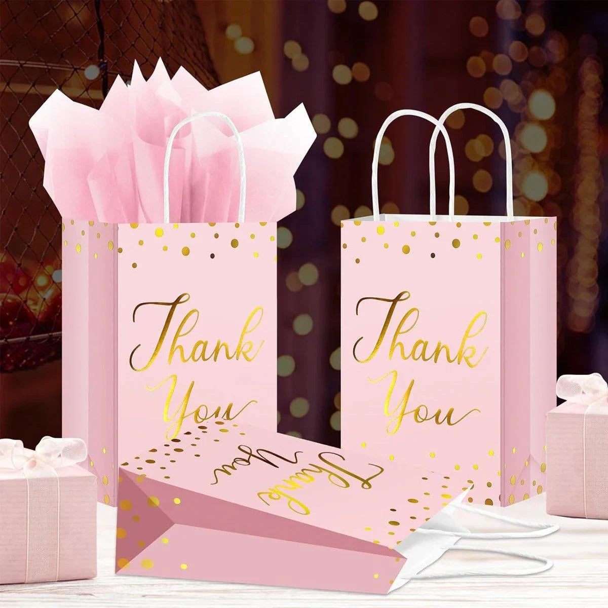 25PCS Reusable Kraft Paper Gift Favour Tote Bags