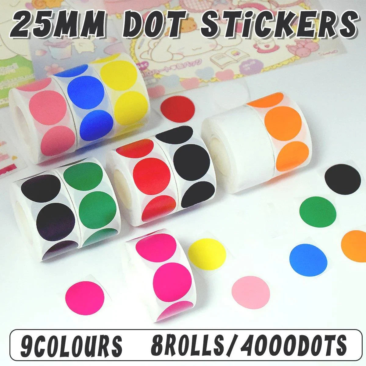 Colored Round Seal Stickers 8 Rolls