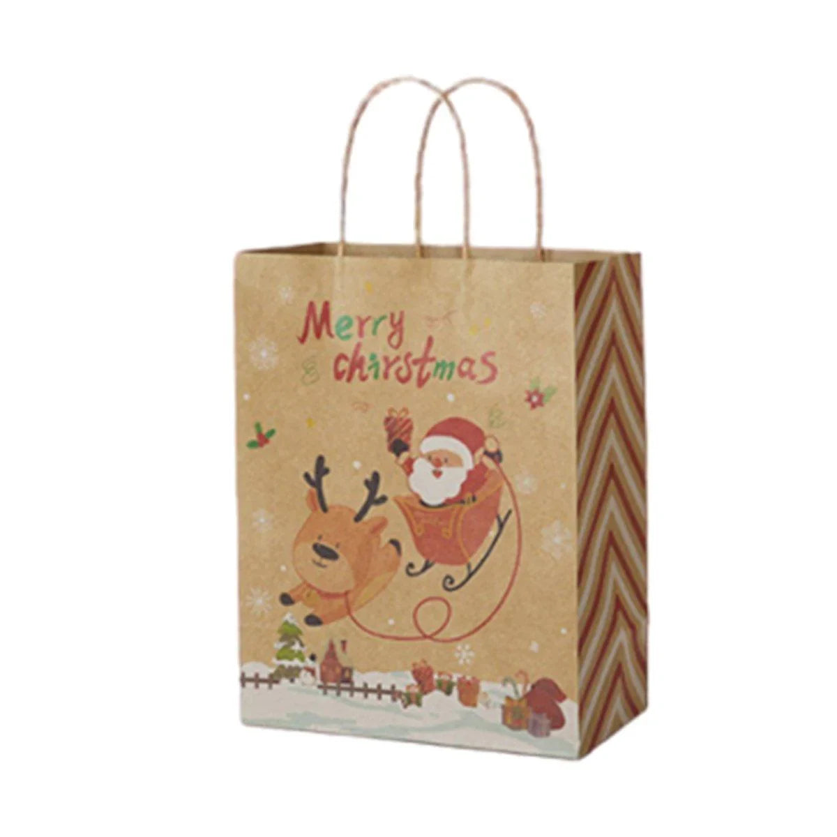 25PCS Christmas Tote Bags Kraft Paper Gift Bags