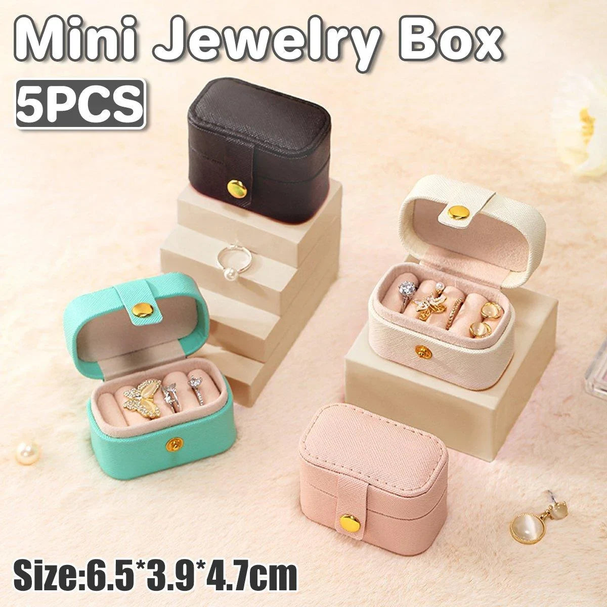 High-Quality Synthetic Leather Mini Jewelry Boxes 5PCS