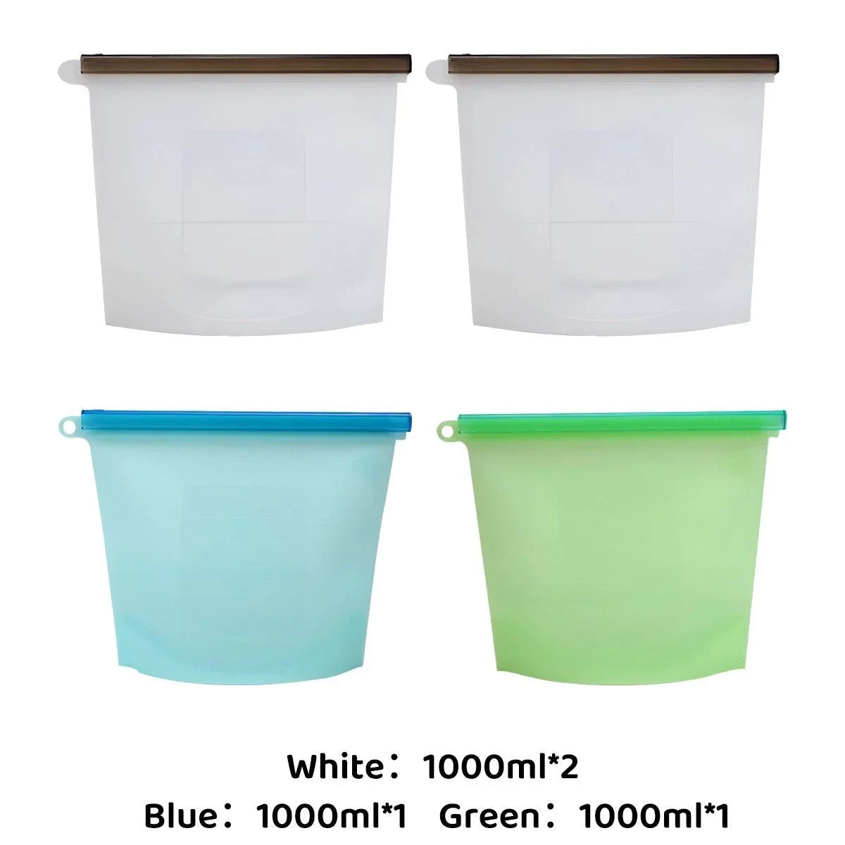 Reusable Silicone Food Storage Bags 500ml-1000ml