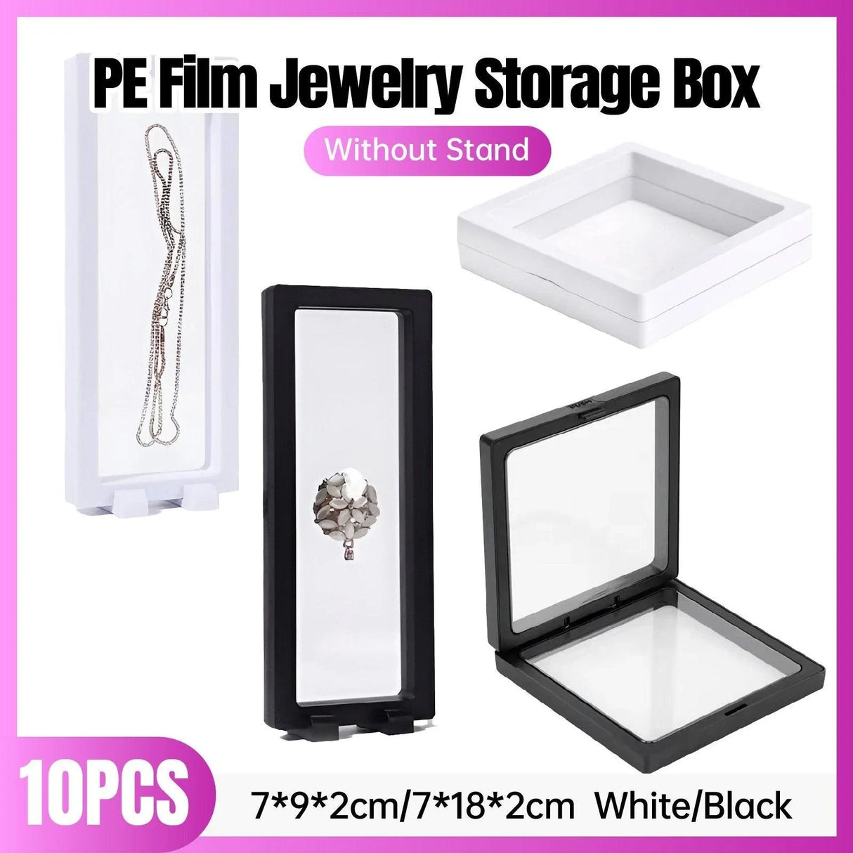 Display Box Plastic Jewelry Storage 10pcs