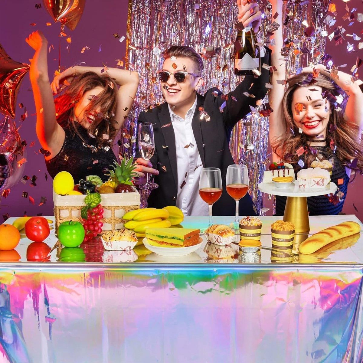 10PCS Disposable Party Decorative Tablecloth Laser Colorful