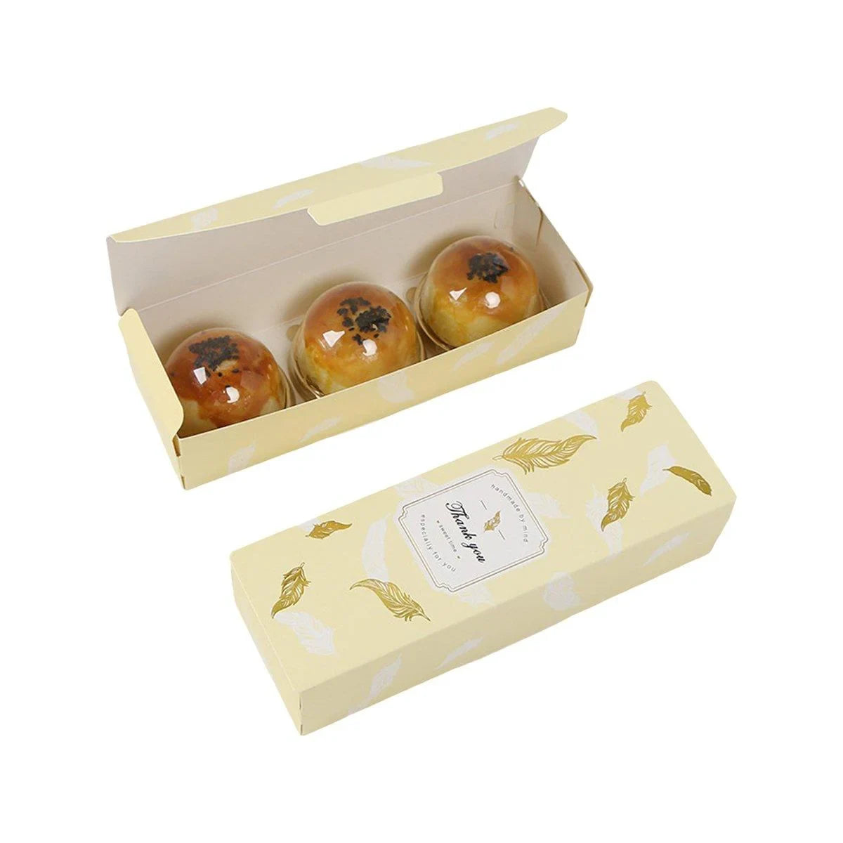 Long Strip Pastry Boxes Food-Grade Cardboard 25PCS