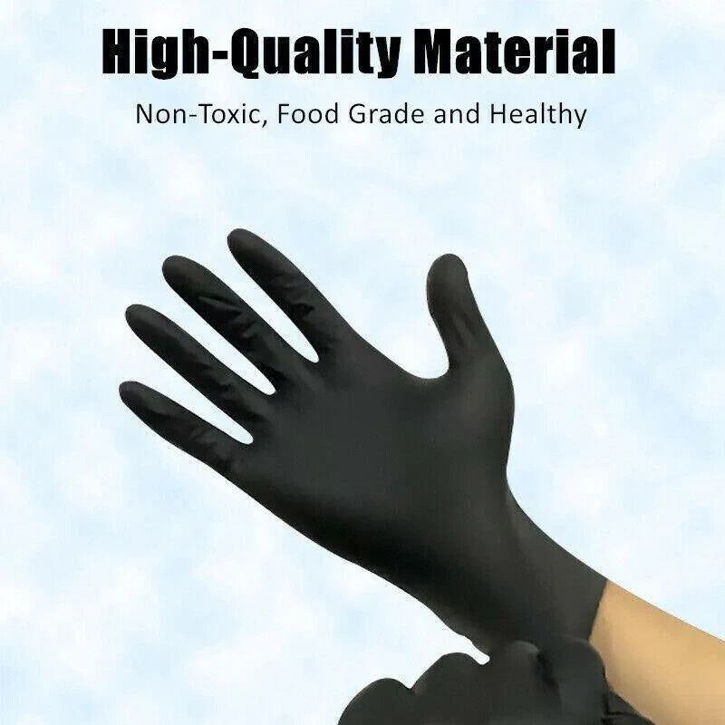 Thick Black Nitrile Gloves Industrial Mechanic Tattoo Tradie Rubber Protection 100PCS