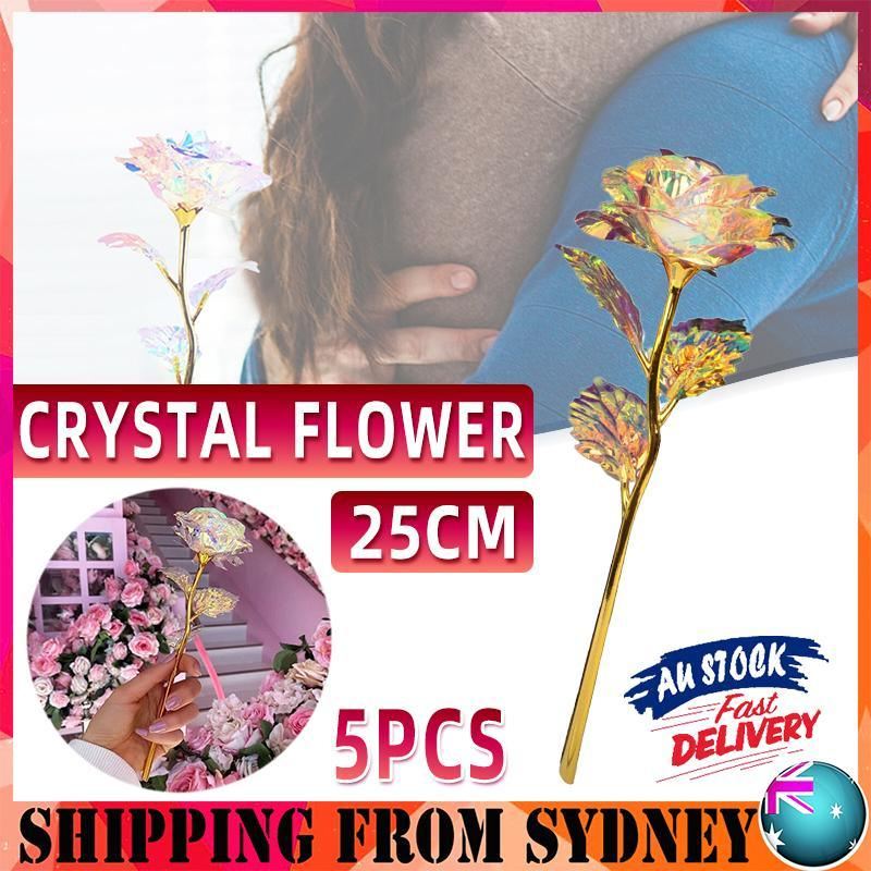 5PCS Luminous Rose Galaxy Crystal Flower