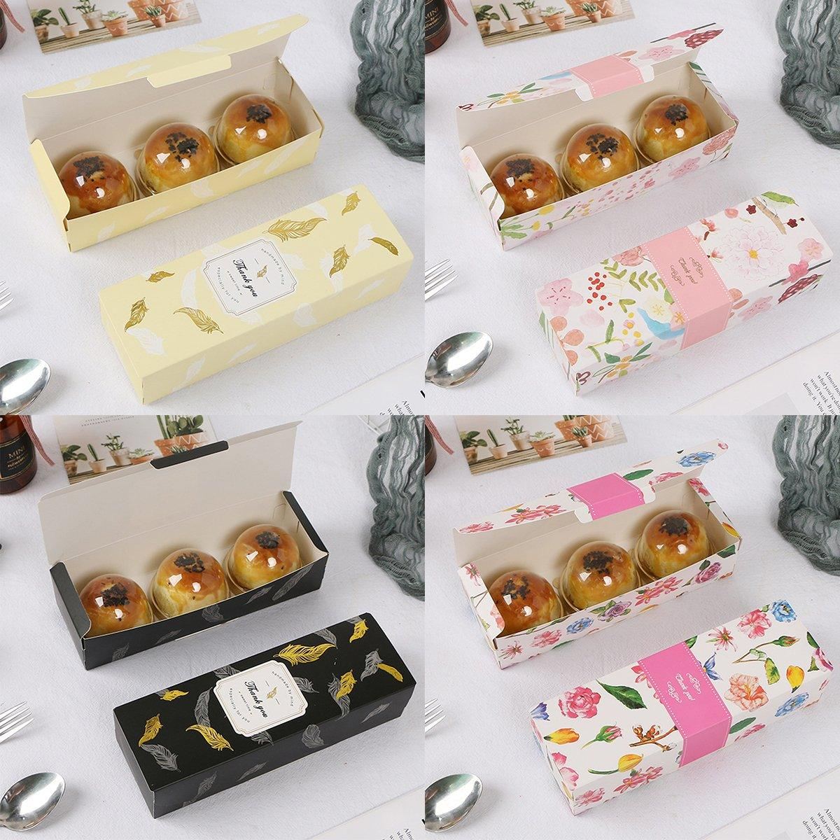 Long Strip Pastry Boxes Food-Grade Cardboard 25PCS