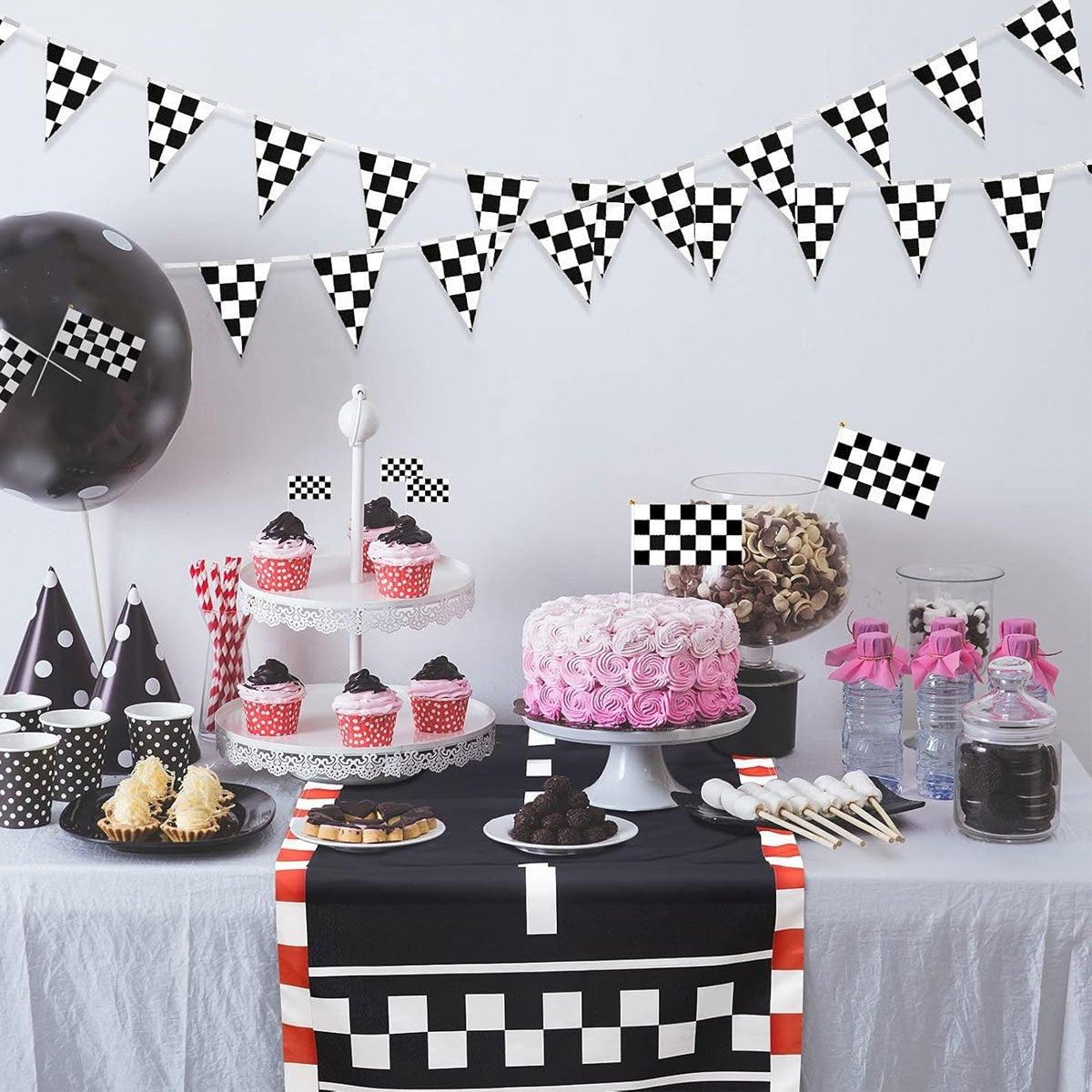 Black And White Party Decoration Background Cloth 4PCS