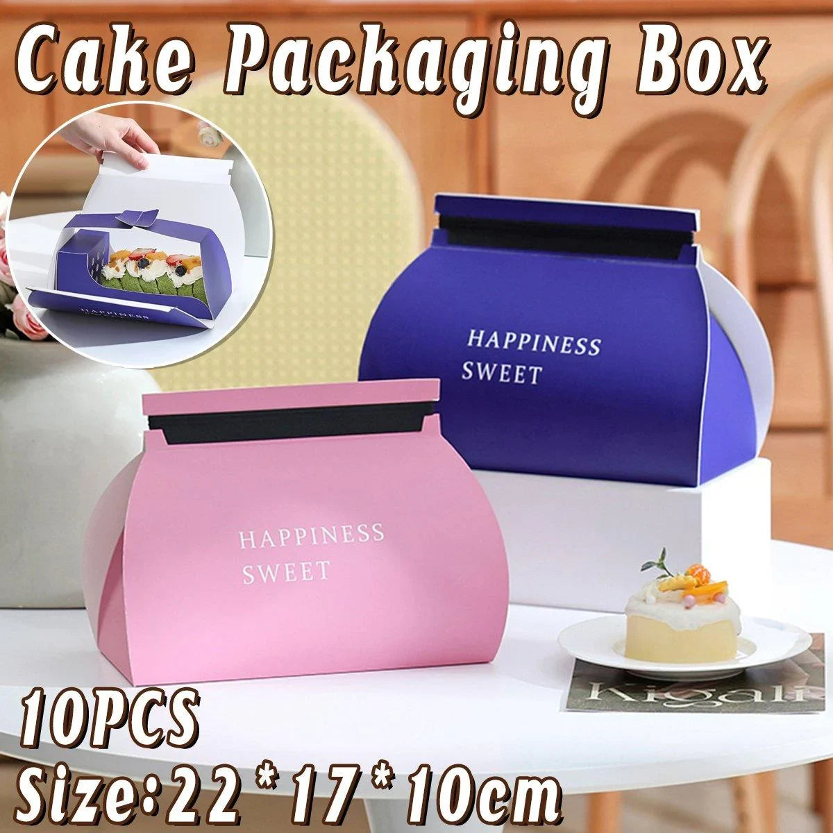 Food-Grade Paperboard Stylish Cake and Mousse Pastry Boxes 10pcs