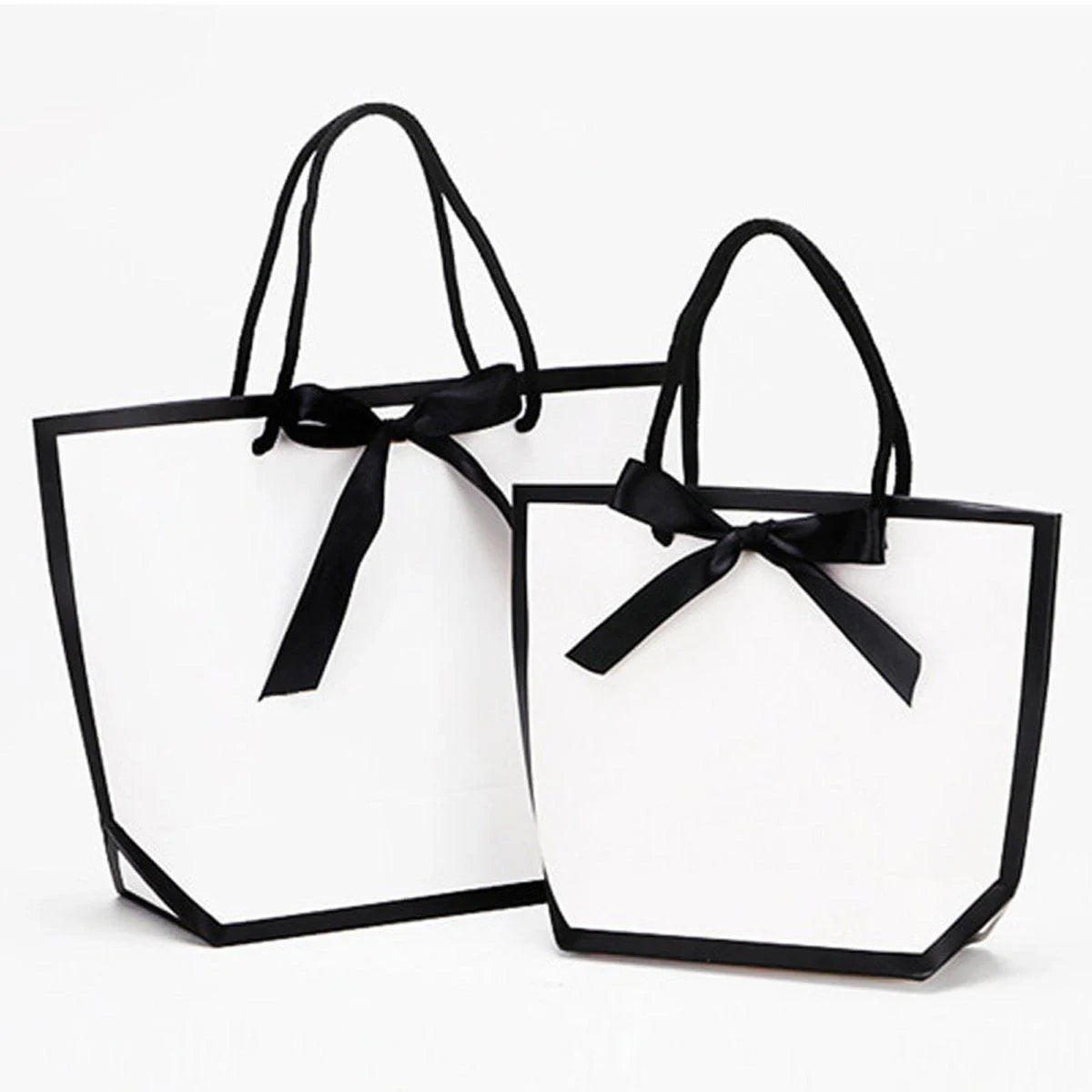 Paper Gift Bags with Black Ribbon 25PCS