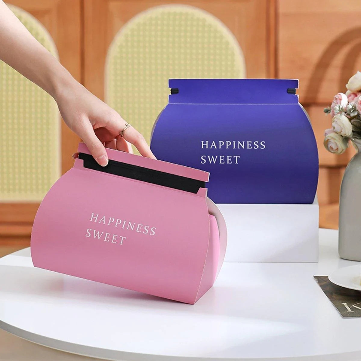 Food-Grade Paperboard Stylish Cake and Mousse Pastry Boxes 10pcs