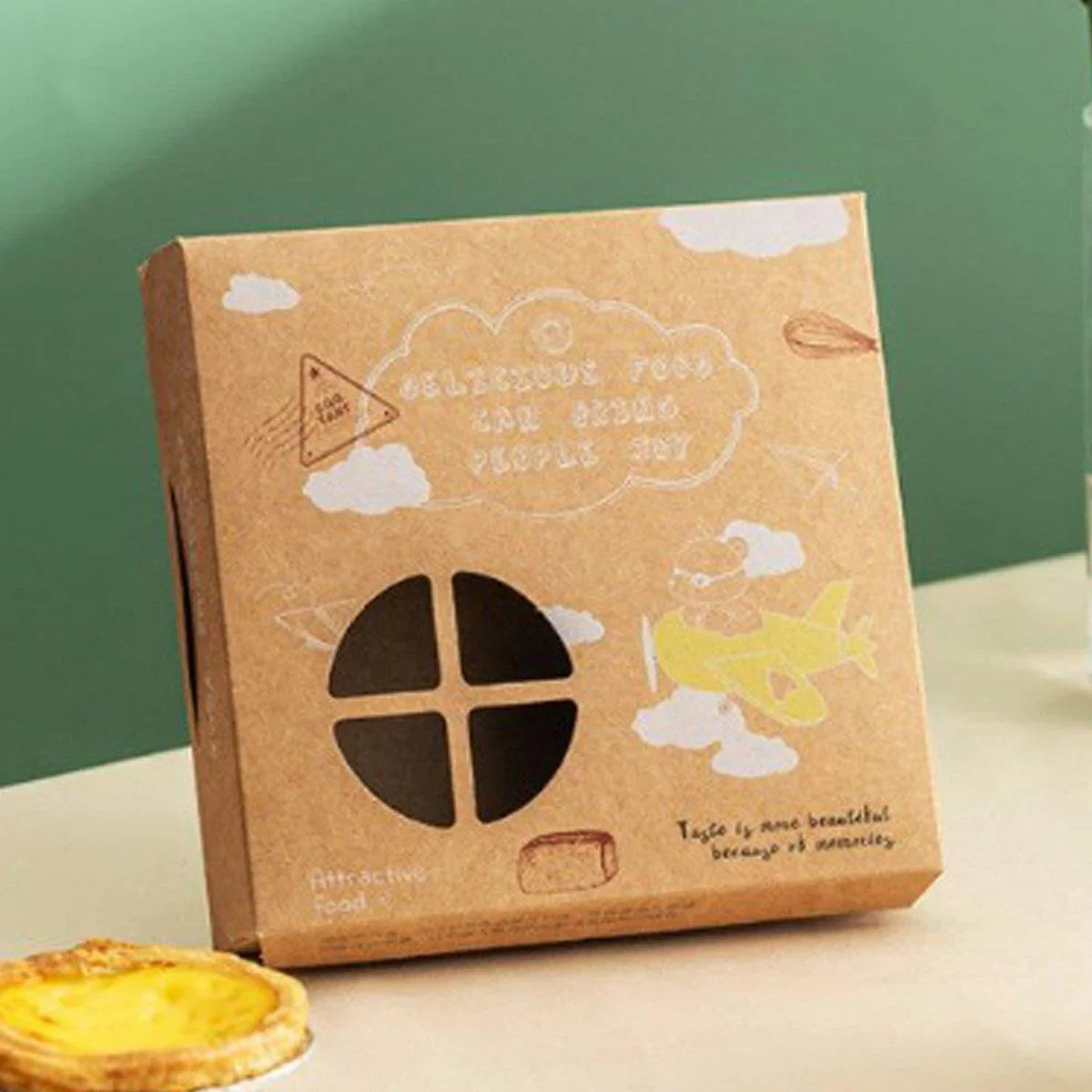 40PCS Egg Tart Paper Boxes Cupcakes Packaging