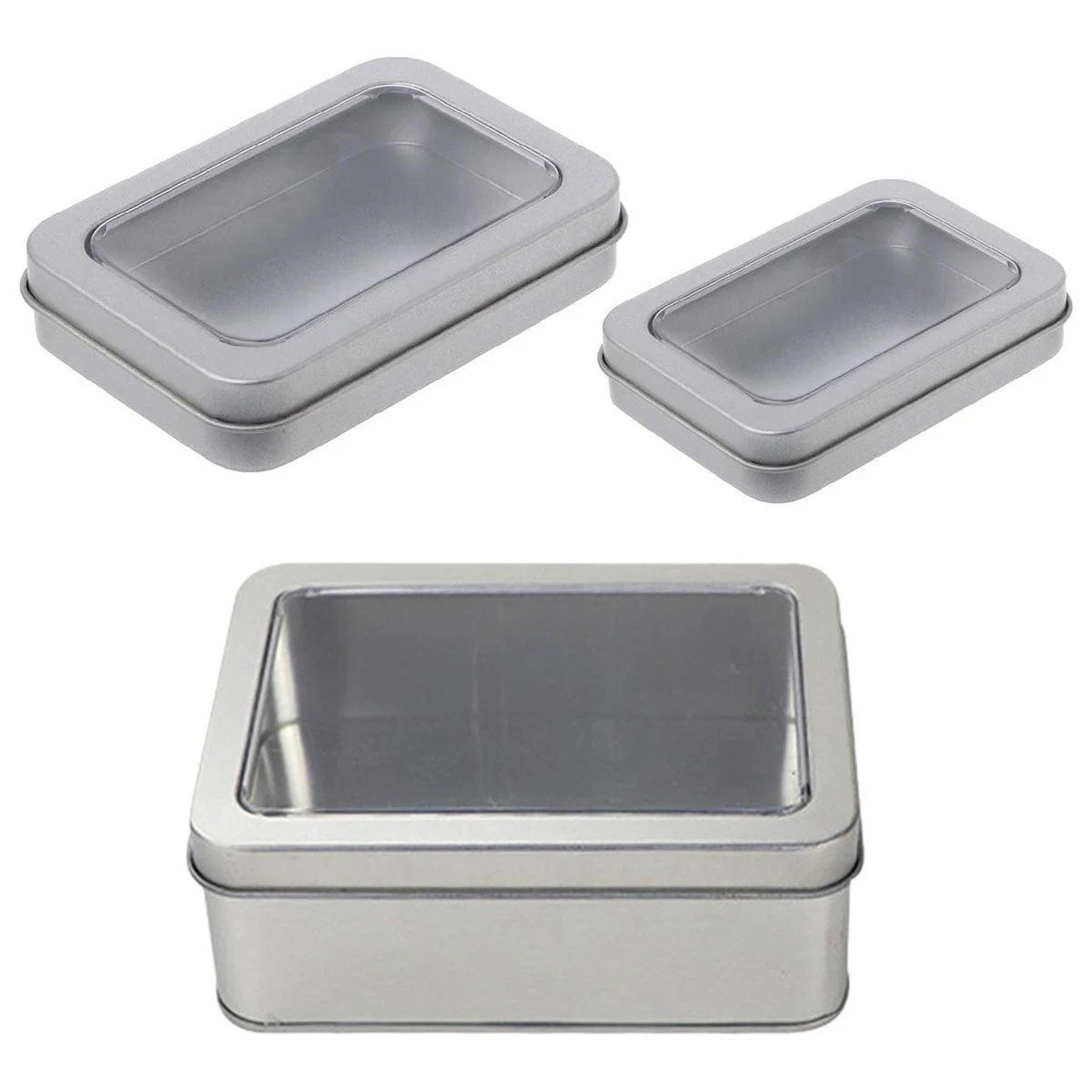 Full Window Rectangular Tinplate Iron Box 10PCS