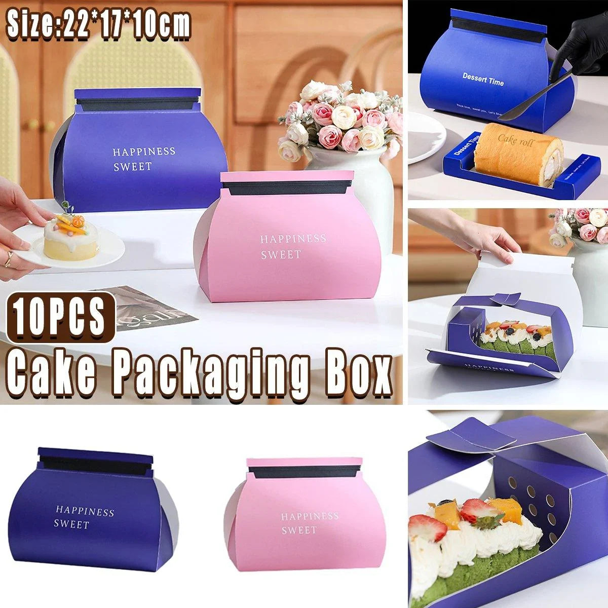 Food-Grade Paperboard Stylish Cake and Mousse Pastry Boxes 10pcs