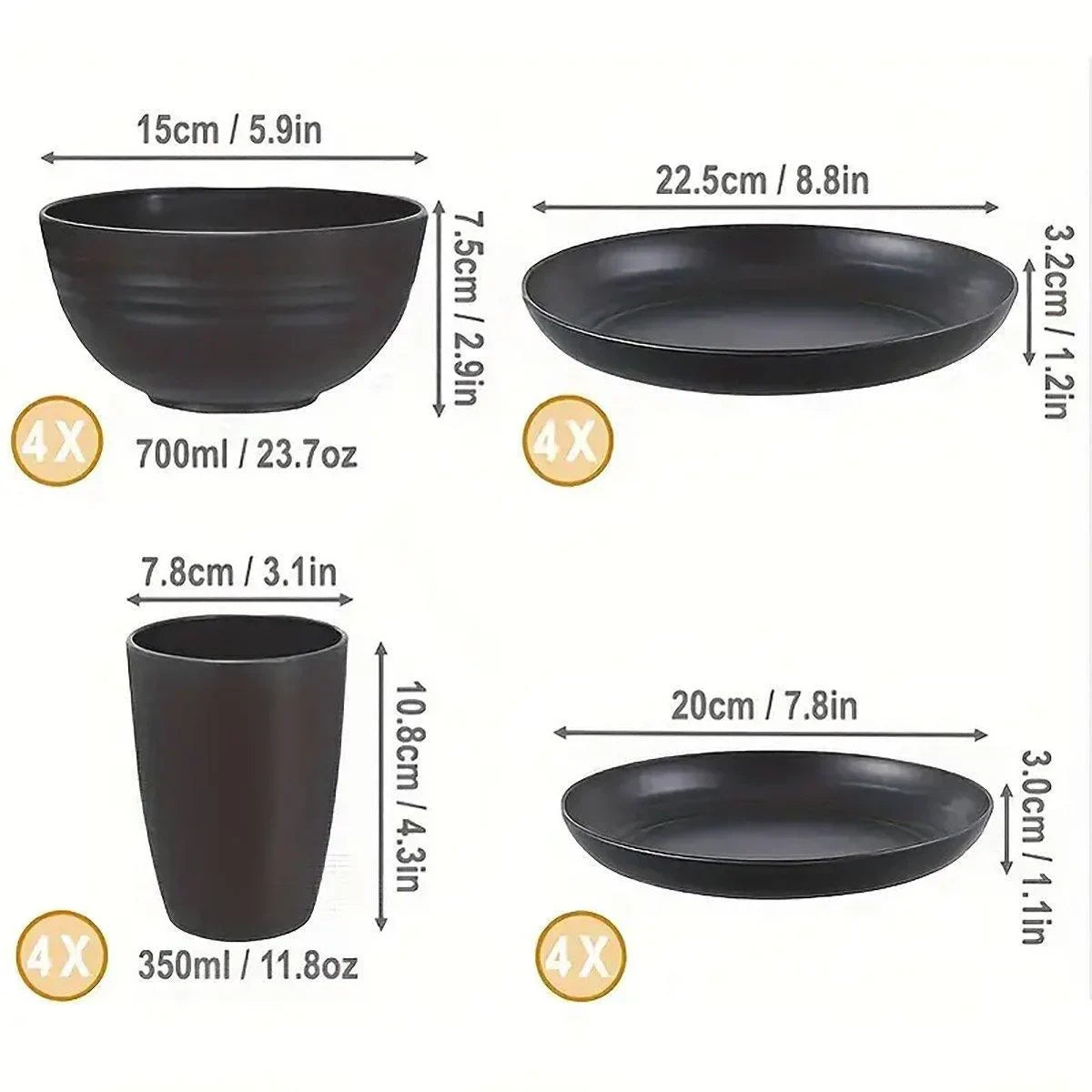 Wheat Straw Tableware Set 16PCS