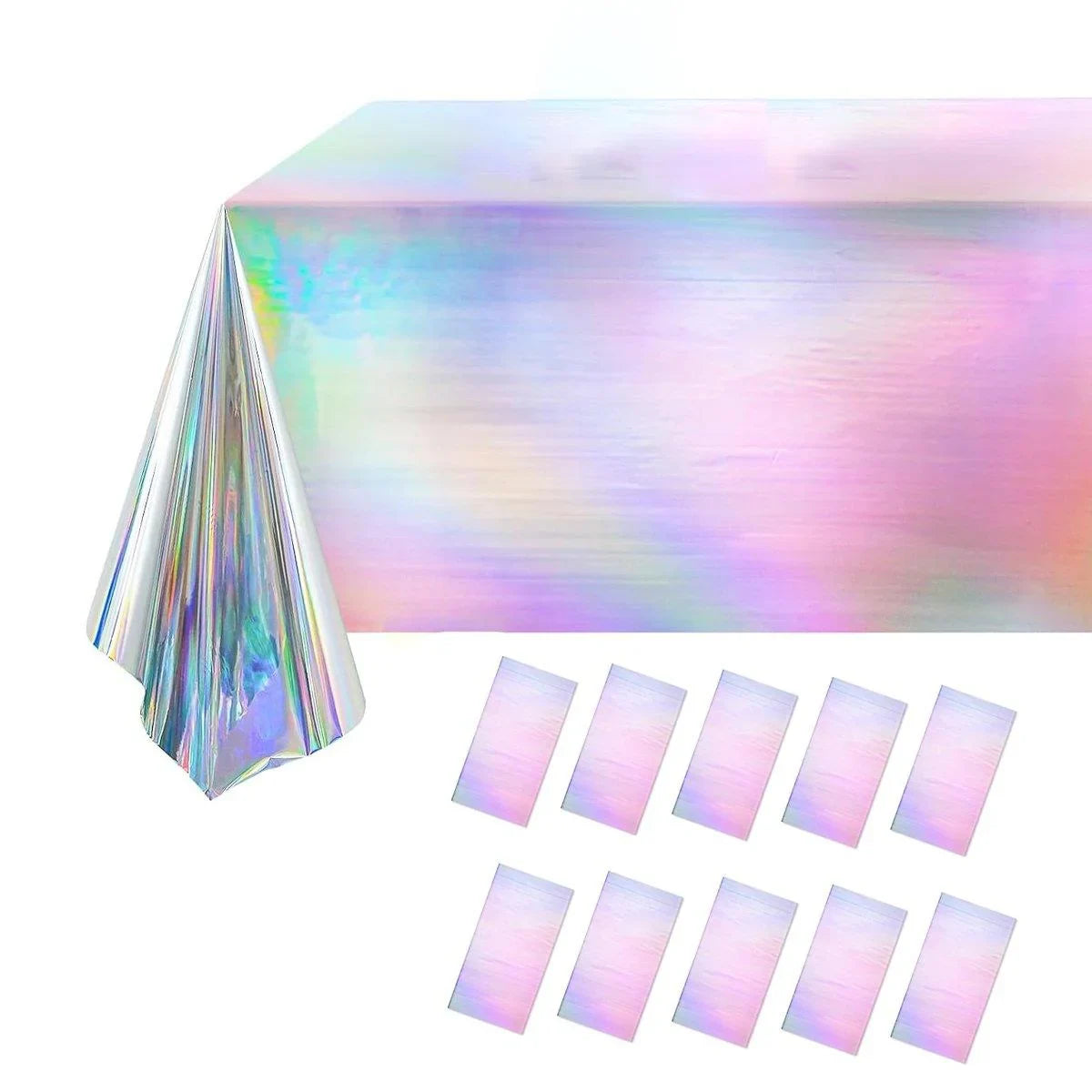 10PCS Disposable Party Decorative Tablecloth Laser Colorful