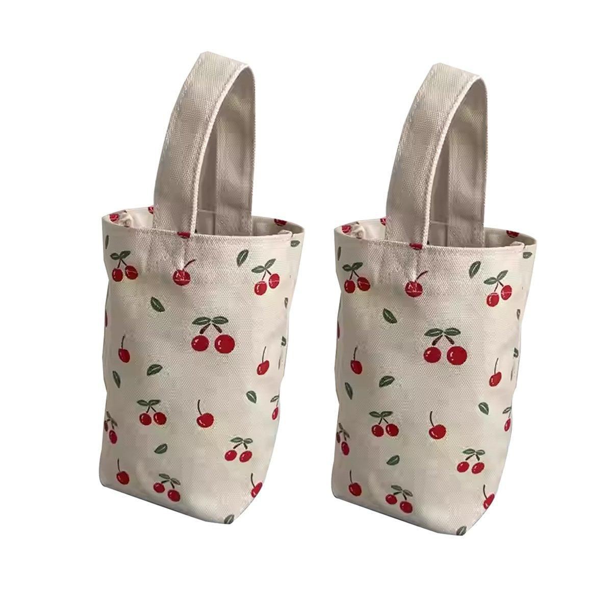 Red Blue Small Canvas Bags Cup Holders 2PCS